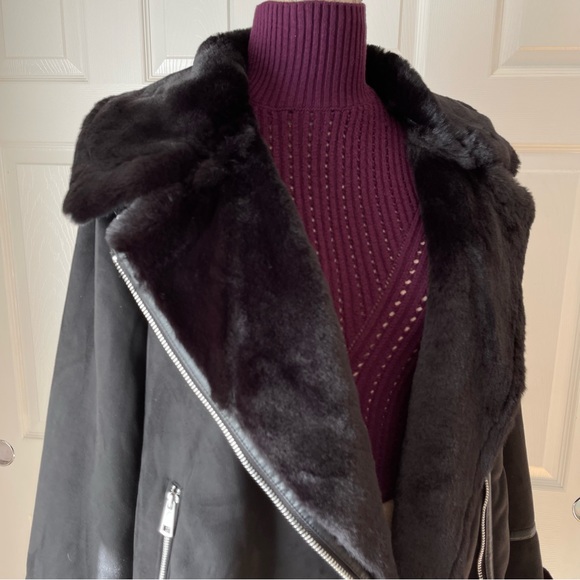 Zara Faux Suede Double Faced Long Jacket, Size L - Picture 7 of 12